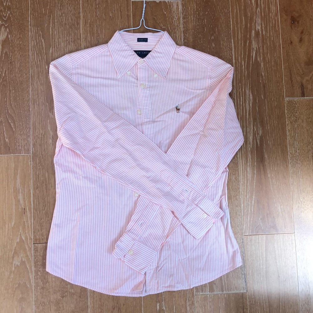 Skinny Fit Ralph Lauren Orange Striped Button Up 4